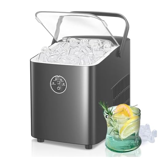 FOHERE Machine à Glaçons, 14kg en 24h, 8 Glaçons en 8 Minutes, avec 2 Tailles de Glaçons, Autonettoyante, Ice Maker sur Comptoir avec Poignée, pour la Maison/Cuisine/Camping/Bar