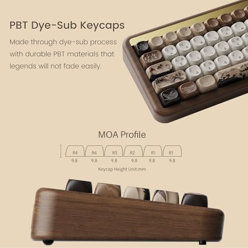 Image of Akko Mechanical Gaming Keyboard with Walnut Wooden Case, MU01 Mountain Seclusion 65% 68-Key RGB 2.4G Wireless /Bluetooth /Wired Hot-swappable Keyboard with PBT Dye-Sub Keycaps for Mac & Win