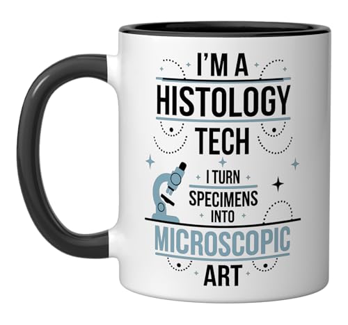 Taza cerámica para histología 11 onzas negra y blanca miniatura 1