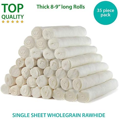 Baxter Boy Rawhides for Dogs, 8-9" Premium Dog Bones for Aggressive Chewers, Large Rawhide Chew Dog Bone, Thick Dog Chews (35 Pack)