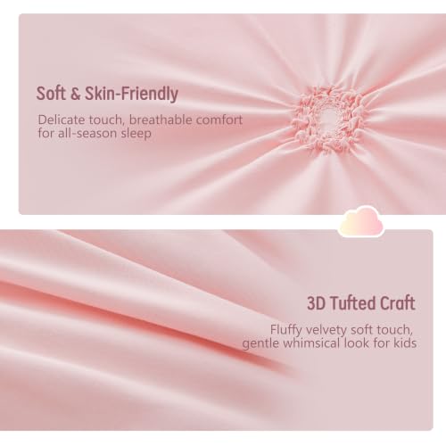 Image of Queen Comforter Set for Girls, 5 Pieces Bed in a Bag Queen Bedding Sets with Ruffles Jacquard Embroidery Cute Comforter, Fitted Sheet, Flat Sheet and Pillowcases, Pink