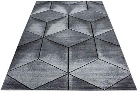 viceroy bedding Rug CUBIC Modern Design Black Grey Charcoal Rugs Living Room Extra Large Size Soft Touch Short Pile Style Carpet Area Rugs Non Shedding (80cm x 150cm (3ft x 5ft))
