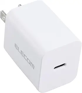 エレコム 充電器 Type-C USB-C 20W USB PD対応 1ポート PSE認証品 GaN採用 折りたたみ式プラグ ホワイト 【 iPhone16 15 等対応】 EC-AC6820WH