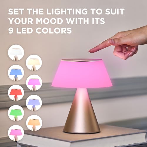 Lexon LUMA L LED Bedside Lamp, Large Wireless Touch Table Lamp with Dimmer and Sync Multi Lamps, 9 Light Colors Rechargeable - Image 3