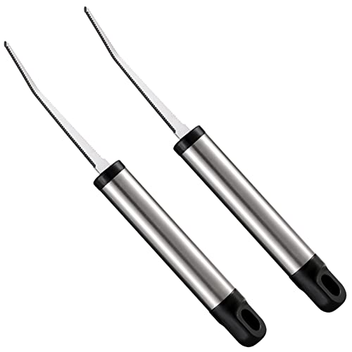 Grapefruit Knife, Stainless Steel Grapefruit Utensil, Serrated Edge & Round Handle, Silver Kitchen Tool with Non-Stick Plating for Kiwi, Dessert, Apple, Citrus Fruit