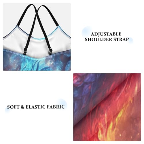 Pigsaly Girls One Piece Swimsuits Space Flames Blue Red Fire Dragon Kids Cross Back Swimwear Beach Sport Bathing Suit 3T3