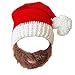 Flyou Christmas Hat Unisex Knitted Hat with Beard Beanie Mask Caps Brown
