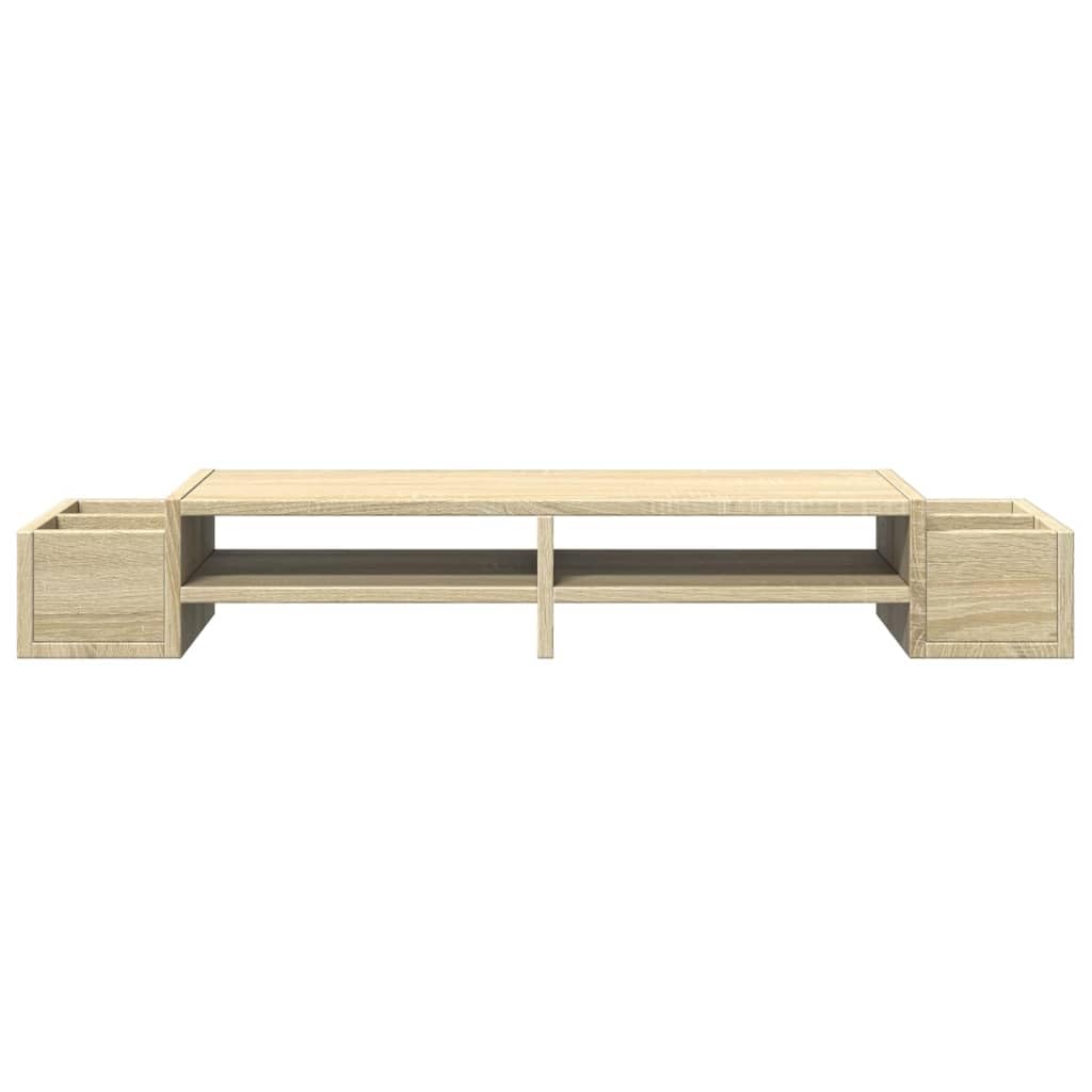 Monitorständer mit Stauraum Sonoma Eiche 100 x 27 x 15 cm Holzwerkstoff für Bildschirm Ablage, Arbeitsplatz Organizer, ergonomische Höhe für Büro Homeoffice