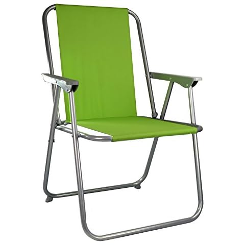 ASAB Folding Garden Patio Spring Deck Chair With Arms & Comfortable Fabric Seat Picnic Camping Beach Fishing Outdoor - Green Cover