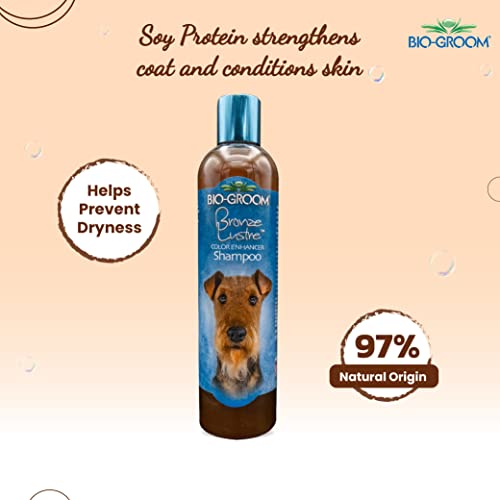 Image of Bio-Groom Bronze Luster Mild Natural Controls Matts, Tangle Cruelty-Free- Soap Free with Soy Protein, Coconut Oil for Strength and Fluff Colour Enhancing Shampoo for Dogs, 355ml | Enhances Brown, Tan & Red Coats