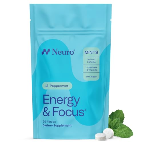 Image of Neuro Energy & Focus Mints - Sugar Free Breath Mints with 40mg Natural Caffeine, B Vitamins & L-Theanine - Vegan Brain Supplement for Exercise, Study & Daily Focus - Peppermint, 90 ct