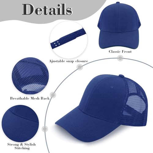 Image of ZH 24 Pack Blank Mesh Trucker Hats, Bulk Baseball Caps Adjustable for Men and Women, Wholesale Plain Snapback Caps