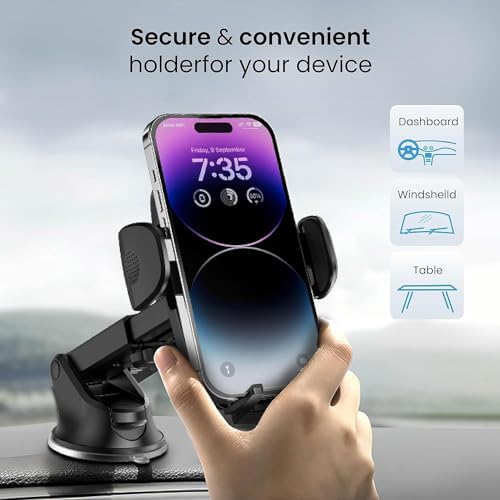 Car Phone Holder Mount, Phone Mount for Google Pixel 10/Pixel 10 Pro/Pixel 10 Pro XL Car Dashboard Windshield Air Vent 3 in 1, [360°Suction Cup] Phone Holders - Image 2