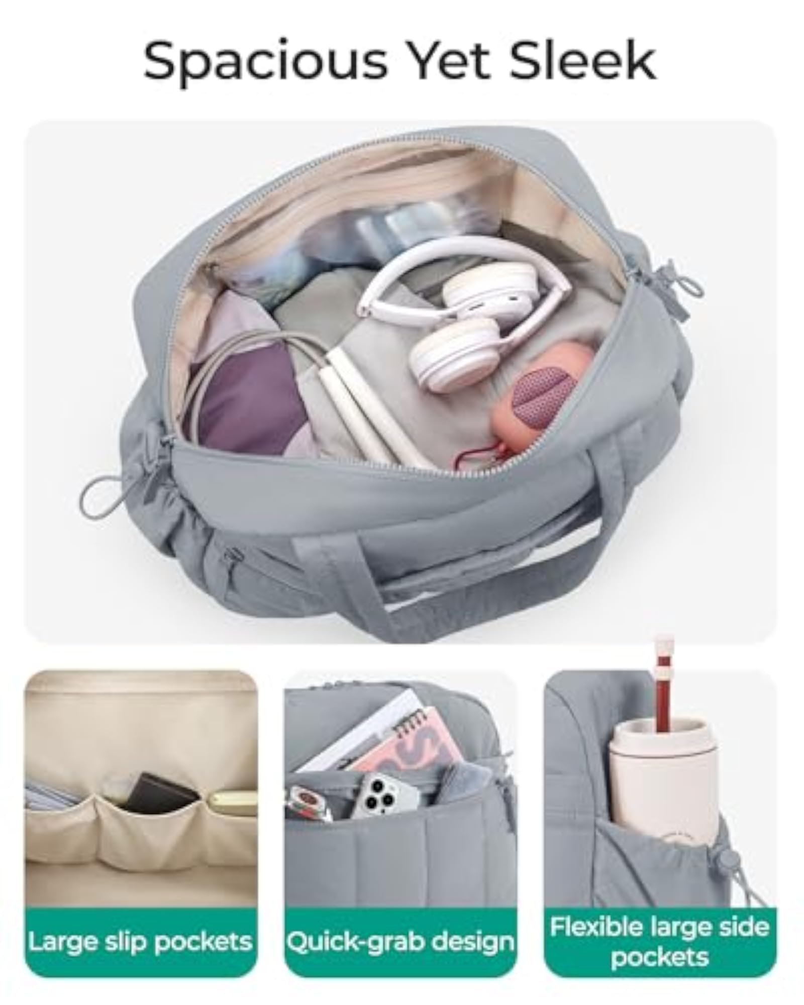 Travel Duffle Bag for Women with Wet Pocket, Water Resistant