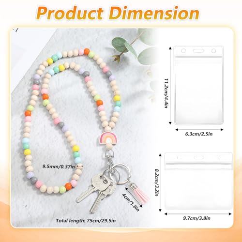 Handykettes Perlen, Handykette Bunt Holzperlen Bunt Holzperlen zum Auffädeln Handyschmuck Lang Mehrfarbige Perlens Handyband mit 2 Kartenhalter Ausweishalter für Die Meisten Smartphones Halsketten