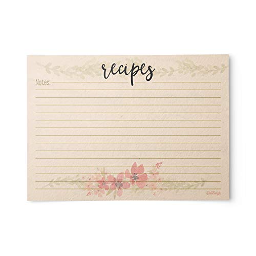 Vintage Floral Recipe Card Set From Dashleigh, 48 Cards, 4X6 Inches, Water-Resistant #TOP1