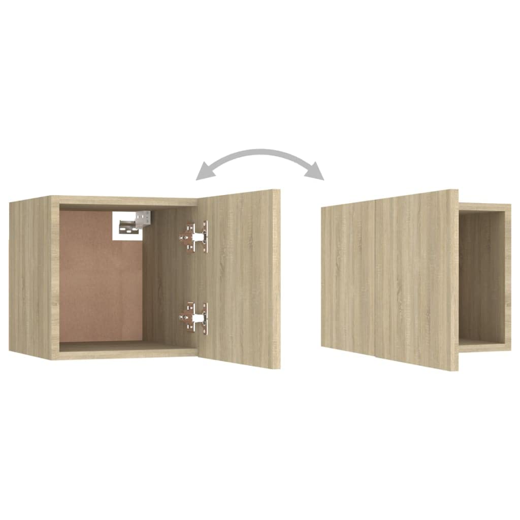 6-TLG. TV-Schrank-Set Sonoma-Eiche Holzwerkstoff, Wandmontage, Modernes Media-Center für Wohnzimmer, Schlafzimmer, 100x30x30 cm