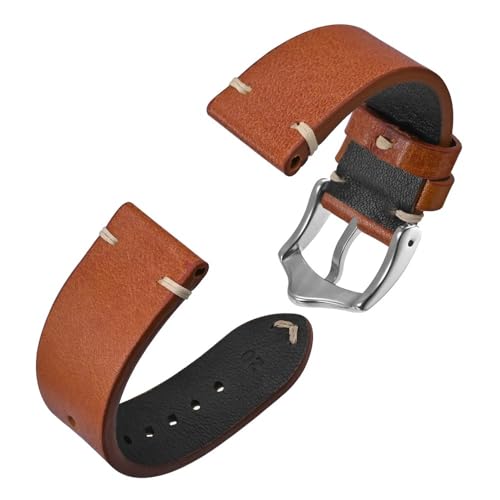 Sangle de montre en cuir 18mm 20mm 22mm rétro noir pour montre homme