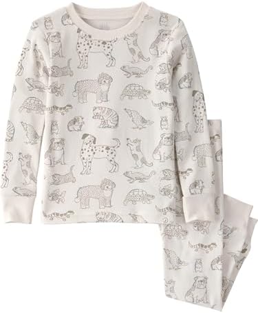 Little Planet by Carter's Neutral 2-piece Pajamas Made with Organic Cotton, Pet Print, 5T