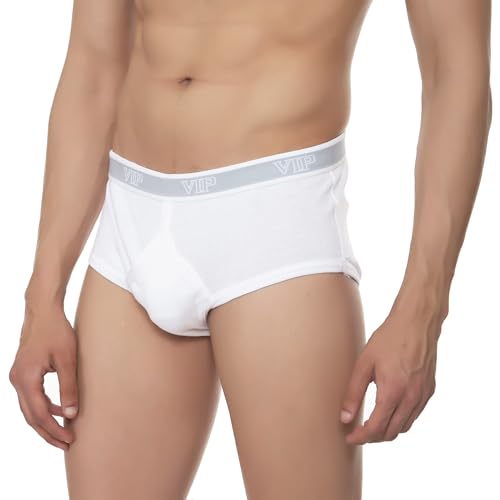Image of VIP Men's Premium Cotton Brief | Durable Elasticized Waistband, Ultra Soft | Regular Fit | Stretchable & Breathable Underwear | Moisture Wicking Inner | All-Day Comfort Fit | Pack of 5