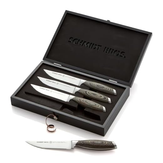 Schmidt Brothers -Bonded Ash 4-Piece Jumbo Steak Knife Set, High-Carbon German Stainless Steel Cutlery in a Wood Gift Box