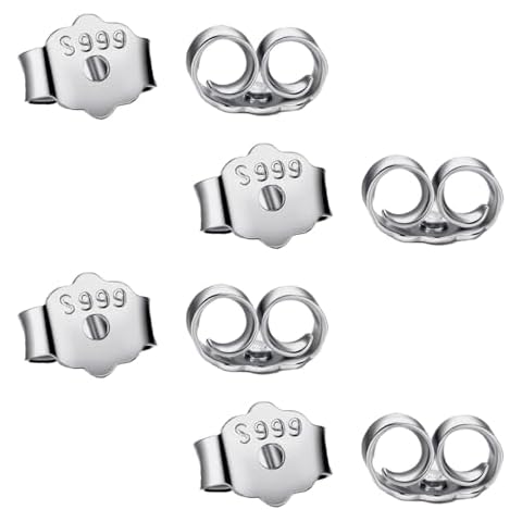 4 Pairs Sterling Silver Earring Backs Cover
