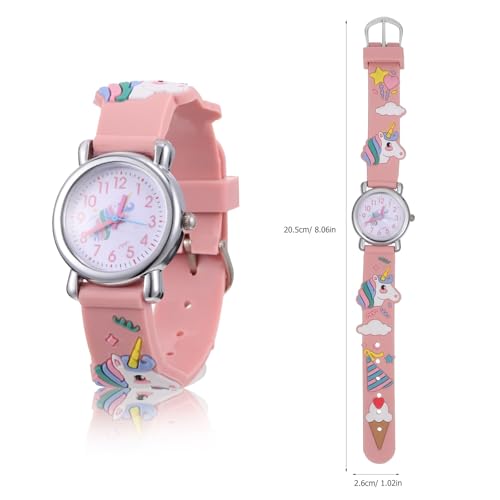 Reloj de cuarzo y pulsera rosa suave para niñas que no daña la piel 5