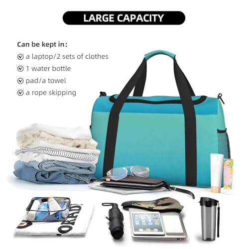 Duffle Bag for Travel, Teal Turquoise Weekender Overnight Duffel Bag, Carry On Bag Gym Bag for Women Men, Personal Item Travel Bag4