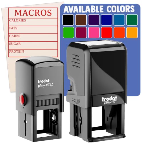 Macro Tracker Calories Fats Carbs Sugar Protein Self-Inking Rubber Stamp Ink Stamper - 1-1/2 Inch Large - Black Ink