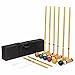 Six-Player Deluxe Croquet Set with Wooden Mallets, Colored Balls, & Sturdy Carrying Bag - Classic Outdoor Yard Game by Crown Sporting Goods