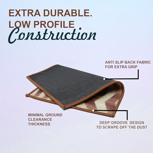 Image of HUES & SHADES Coir Door Mat for Outdoor Entrance - [37 x 57 cm] | Natural Coconut Fiber Brush Mat for Shoes Cleaning, Heavy Duty Non-Slip Doormat for Front Porch, Patio, Entryway (Desert Radiance)