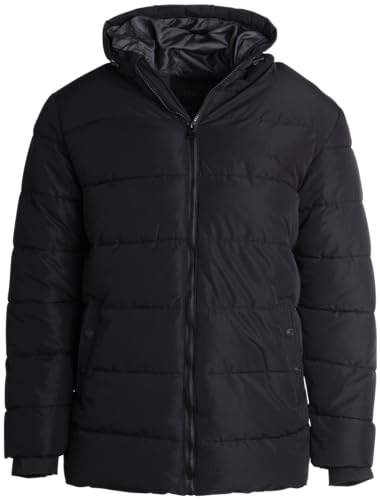 Perry Ellis Men's Hooded Puffer Jacket - Insulated Quilted Winter Coat - Weather Resistant Men's Bubble Jacket (Sizes: S-XXL)