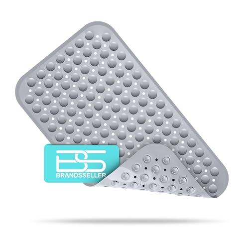 Brandsseller Tapis de Baignoire 70 cm x 38 cm Antidérapant Mat de Baignoire Anti-Glisse avec Ventouses - Gris