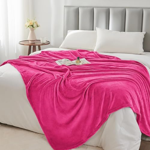 Image of BEDELITE Fleece Blanket Hot Pink Valentines Throw Blanket for Couch & Bed, Luxury Plush Cozy Fuzzy Blanket 50 inch x 70 inch, Super Soft Warm Lightweight Fall Throw Blanket for Travel Camping