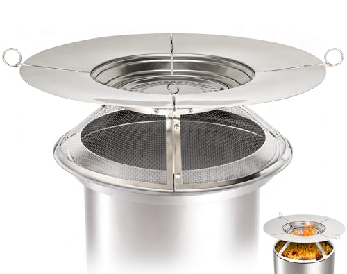PWSOMJ Heat Deflector with Mesh Spark Screen for Solo Stove Bonfire 19.5 Durable 304 Stainless Steel 2 in 1 Heat Diffuser and Shield for Solo Stove Accessories Enhance Warmth and Outdoor Safe