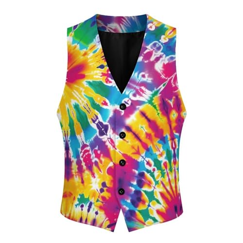 Watercolor Tie Dye Men's Suit Vest Slim Fit V-Ncek Waistcoat Business Casual Vest4