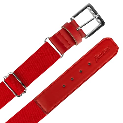 Franklin Sports MLB Adult + Youth Baseball Belt - Belt for Teeball, Baseball + Softball - Boys + Girls Adjustable Size Adult + Youth Belt for Baseball + Softball Pants - 27" to 48" Inch Waist - Red