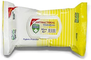 Anti-Bacterial Cleansing Wipes (Pack of 80), Detox lemon scent EXTRA THICK PREMIUM Wet Wipes for Hand & Surface Cleansing, pH Balanced, Paraben-Free & Alcohol Free Wipes, Resealable Wipes Pack