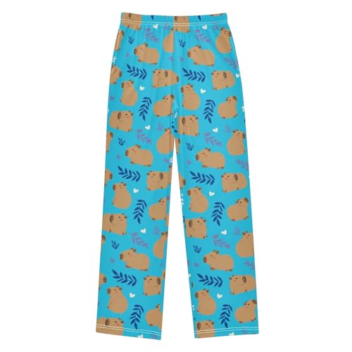 Blue Cute Capybara Pajama Pants Elastic Waist Lounge Pajama Bottoms Long Pj Pants with pockets