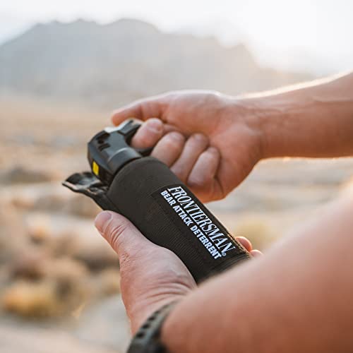 Sabre Frontiersman Nylon Belt Holster For 7.9 And 9.2 Ounce Bear Spray Canisters, Secures Using Strong Elastic To Prevent Loss, Velcro Free Design For Quiet Access, Ideal For Hunting, Camping, Hiking #TOP6