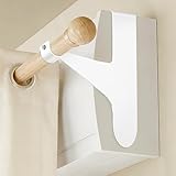 Support Tringle Rideaux sans Perçage Arrondi pour Coffre Volet Roulant, Lot de 2, Fixation Auto adhésive, Barres 19 28 mm, Métal Résistant(Blanc, 2 Supports)