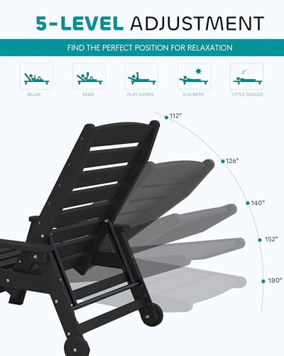 image for SERWALL Patio Chaise Lounge Chair Set of 2, 78'' Long 5-Positions Adju