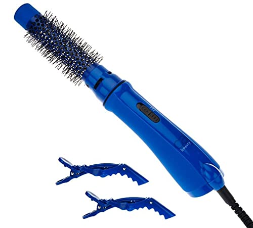 Salon Beauty CAJ 3-in-1 Hair Dryer One-Step Volumizer Negative Ion Hair Straightening Curling Hot Air Dryer Brush 1.25  Inch Styler (Color May Vary, Blue, Black, Teal, Purple, Pink)