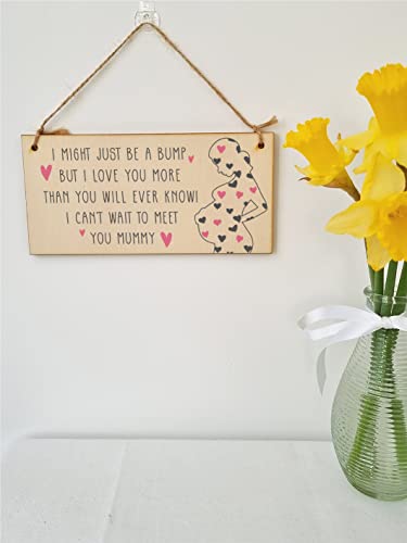 The Plum Penguin Handmade Wooden Hanging Wall Plaque Bump Can't Wait to Meet You Mummy Gift Sign Pregnant 1st Mother's Day - Image 2