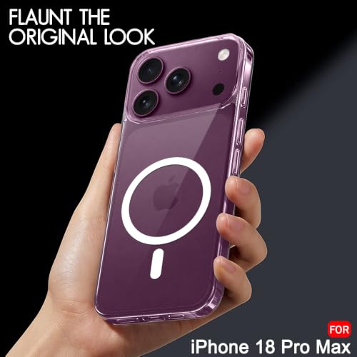 Image of TheGiftKart Ultra-Hybrid Back Case Cover for iPhone XVIII Pro Max Compatible with MagSafe | Camera Protection | Hard Crystal Clear Back | Shockproof Bumper Cover Case (PC & TPU, Transparent)