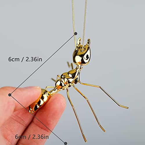 Gold Ant Decor,Gold Decor 2-Piece Set Gold Ant Figurines,Brass Small Animal Decor Sculpture Butterfly Statue,Solid Metal Insect Ornament Mini Gold Ant Decorations, For Desktop Bookshelf Decor Animal #TOP1