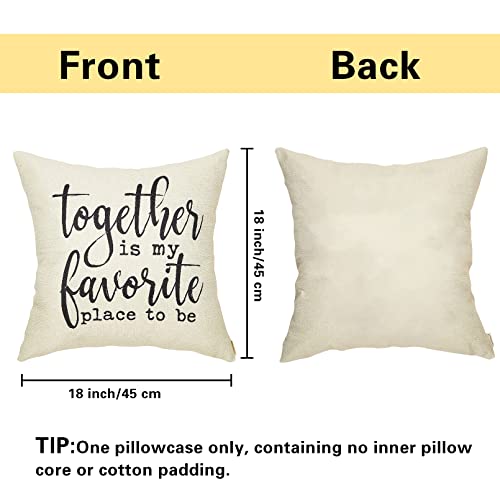 Fahrendom Rustic Decoration Together Is My Favorite Place To Be Farmhouse Décor Sweet Home Sign Cotton Linen Home Decorative Throw Pillow Case Cushion Cover With Words For Sofa Couch 18 X 18 In #TOP1