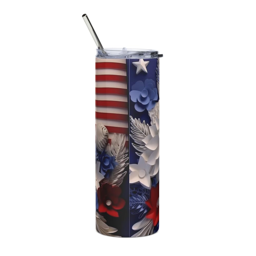 Tumbler 3D drapeau USA avec effet quilling papier pour fêter le 4 juillet