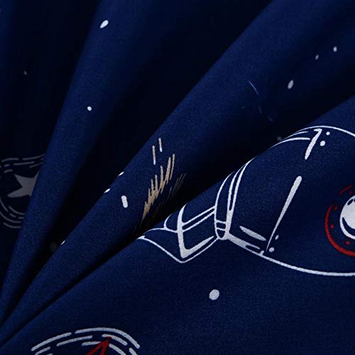 Mag Galaxy Theme Bed Sheet 4Pc Navy Queen Size Out Space Bedding Sheet Set With 1 Flat & 1 Fitted Sheet With 2 Pillow Shams , 12” Deep #TOP2