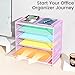 Biciyarn 2 Pack 6 Tier Paper Organizer, Metal Mesh Desk File Folder, Letter Tray Organizer, Paper Sorter Desk Organizers for Office, Home or School File Folder Holder - Purple